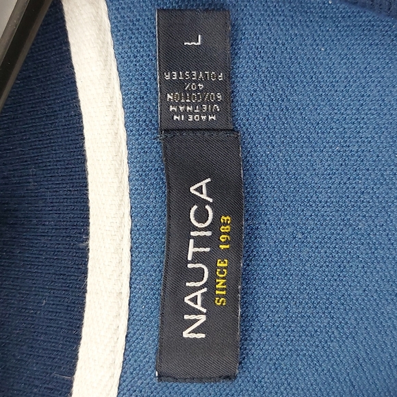 Nautica Men's Large Blue & White Striped Polo Shirt - Picture 3 of 6